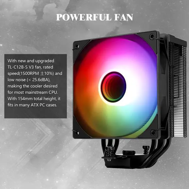 Alt view image 5 of 5 - Thermalright Assassin Spirit 120 Vision ARGB Black CPU Cooler, Computer Heatsink Cooler,PC Display Screen CPU Cooling with 1.54in,240x240 Resolving Power,for AM4/AM5 and LGA1700/1851/115X