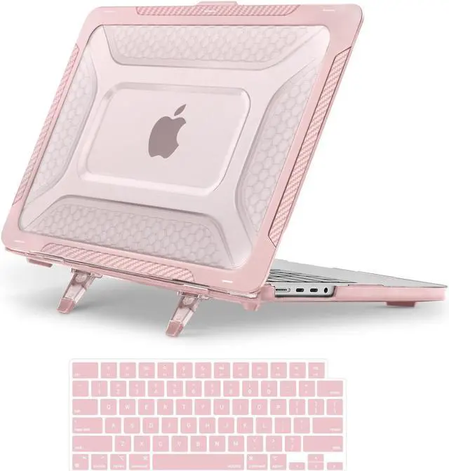 Main image of MOSISO Compatible with MacBook Pro 14 inch Case 2025, 2024-2021 M4 M3 M2 M1 A3112 A3185 A3401 A2918 A2992 A2779 A2442,Honeycomb TPU Bumper Hard Case with Fold Kickstand&Keyboard Skin, Pink