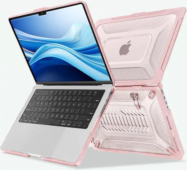 Alt view image 5 of 5 - MOSISO Compatible with MacBook Pro 14 inch Case 2025, 2024-2021 M4 M3 M2 M1 A3112 A3185 A3401 A2918 A2992 A2779 A2442,Honeycomb TPU Bumper Hard Case with Fold Kickstand&Keyboard Skin, Pink