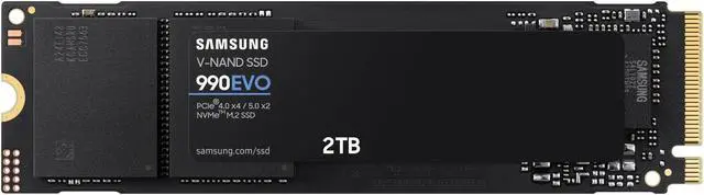 Main image of SAMSUNG 990 EVO SSD 2TB, PCIe Gen 4x4, Gen 5x2 M.2 2280 NVMe Internal Solid State Drive, Speeds Up to 5,000MB/s, Upgrade Storage for PC Computer, Laptop, MZ-V9E2T0B/AM, Black