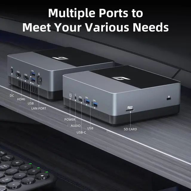 Alt view image 5 of 5 - CyberGeek Nano A1 Ubuntu Linux Mini PC, Intel 12th Alder Lake N100 (up to 3.4GHz), Linux Computer 16GB DDR4 RAM 512GB PCIe SSD, Mini Desktop USB C Support 4K Dual Display/WiFi 6/BT5.2/RJ45/VESA