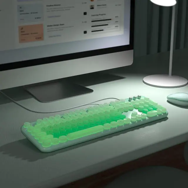 Alt view image 4 of 5 - Wired Keyboard with Backlit, Light Up Computer Keyboards with Multimedia Keys, Full Size Wired Keyboard With Illuminated LED, Plug and Play, Anti-Wear Letters for Laptop, Desktop- Green Colorful