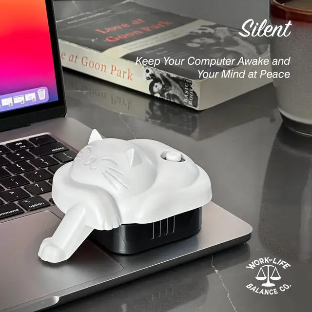 Alt view image 5 of 5 - Laptop Trackpad Jiggler -AA Battery Lasts 6 Months -Undetectable -Cordless Mouse Jiggler -Does Not Work on DeII -Keeps Touchpad Active, Laptop Awake -Mechanical Mouse Mover -ON/Off Switch (Gray Cat)