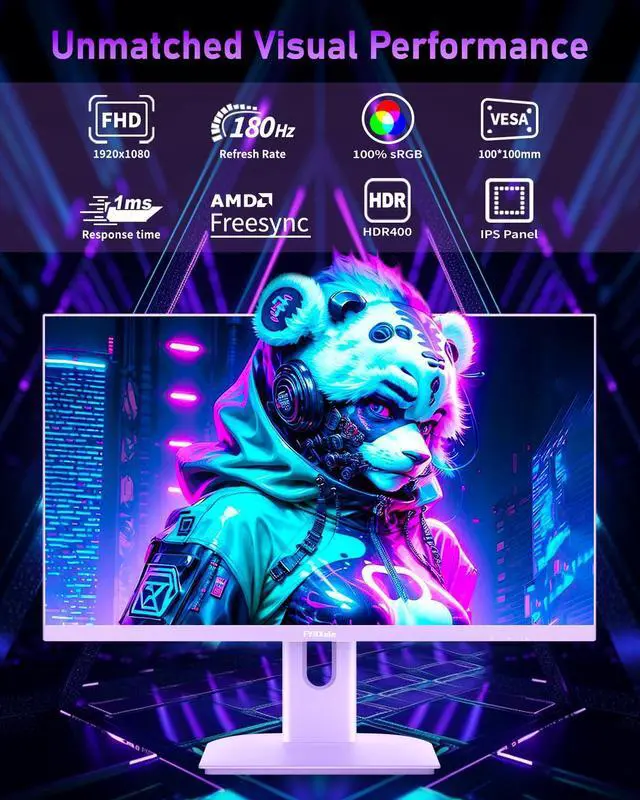 Alt view image 2 of 5 - FYHXele 27 inch Gaming Monitor, 165Hz Computer Monitor FHD 1080P Fast IPS Panel Pc Monitor, sRGB100%,1ms, DisplayPort/HDMI/Eye Care/Wall Mount Compatible-Purple
