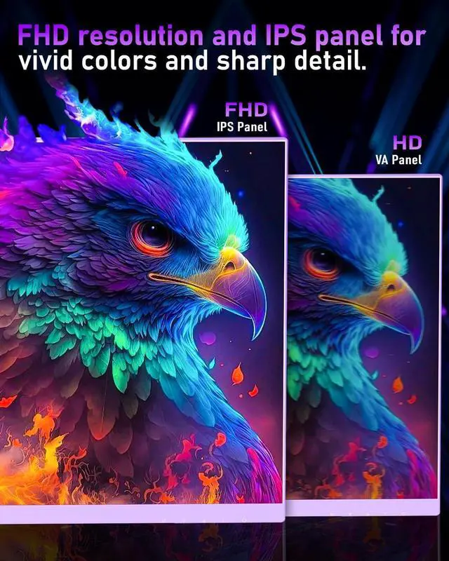 Alt view image 4 of 5 - FYHXele 27 inch Gaming Monitor, 165Hz Computer Monitor FHD 1080P Fast IPS Panel Pc Monitor, sRGB100%,1ms, DisplayPort/HDMI/Eye Care/Wall Mount Compatible-Purple