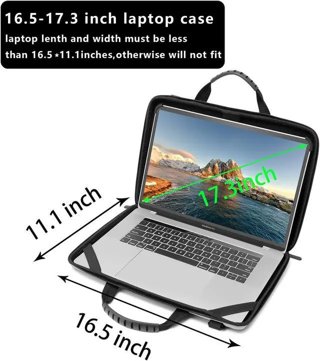 Alt view image 5 of 5 - Laptop Case for 17.3 Inch Macbook Pro Air Chromebook HP Lenovo Work-in Notebook Computer Hard Shell Laptop Bag for Men Women with Pouch and Shoulder Strap