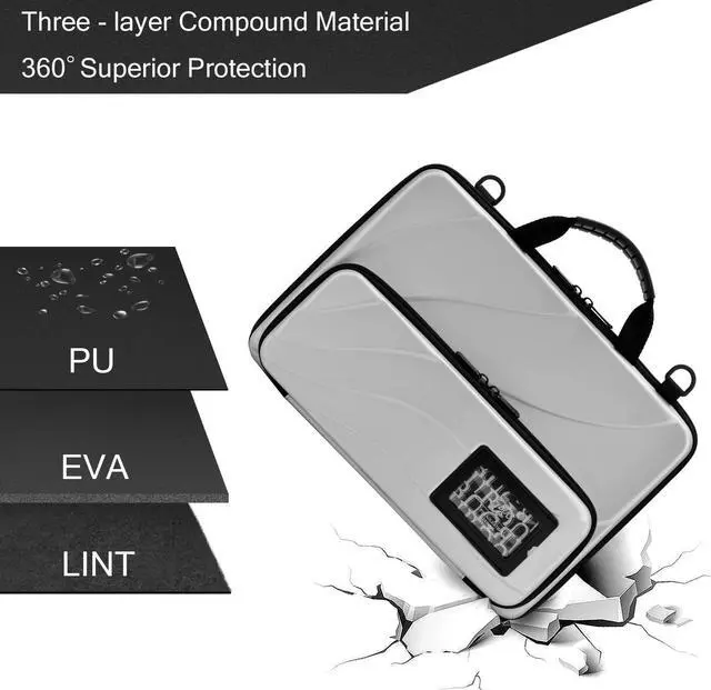 Alt view image 4 of 5 - Laptop Case for 17.3 Inch Macbook Pro Air Chromebook HP Lenovo Work-in Notebook Computer Hard Shell Laptop Bag for Men Women with Pouch and Shoulder Strap
