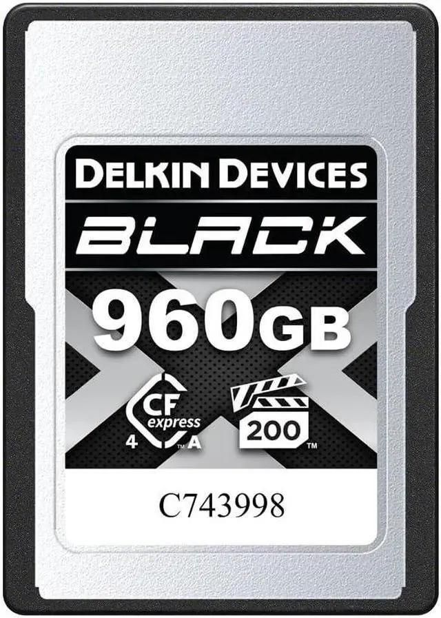 Main image of Delkin Devices 960GB Black CFexpress Type A Memory Card - Up to 1830MB/s Read, 1740MB/s Write Speeds for 8K, 6K & 4K Video, VPG200