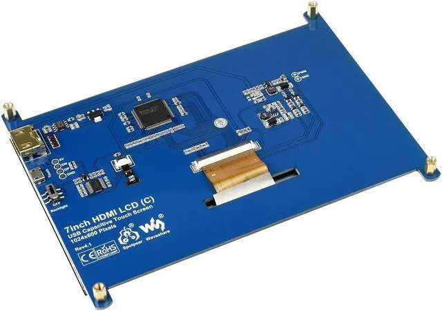 Alt view image 3 of 5 - Waveshare 7 inch Capacitive Touch Screen IPS Display HDMI LCD Module 1024x600 Touchscreen for Raspberry Pi 4/3/2/1 Model B/B+/A+/BeagleBone Black/Banana Pi, Windows 10/8.1/8/7
