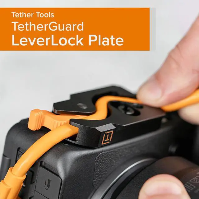 Alt view image 3 of 5 - TetherGuard LeverLock & Cable Kit, Dual USB-C Right Angle to USB-C, 15' (4.6m), High Vis. Orange