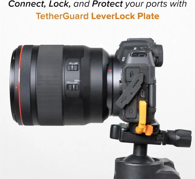 Alt view image 4 of 5 - TetherGuard LeverLock & Cable Kit, Dual USB-C Right Angle to USB-C, 15' (4.6m), High Vis. Orange