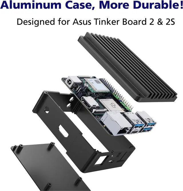 Alt view image 2 of 5 - Akasa Skyline Pro, Premium Fanless Aluminium Case for Asus Tinker Board 2 & 2S, Raspberry Pi, Aluminium Core and Thermal Pad Included, Silent Single Board Computer Chassis, A-RA11-M3B