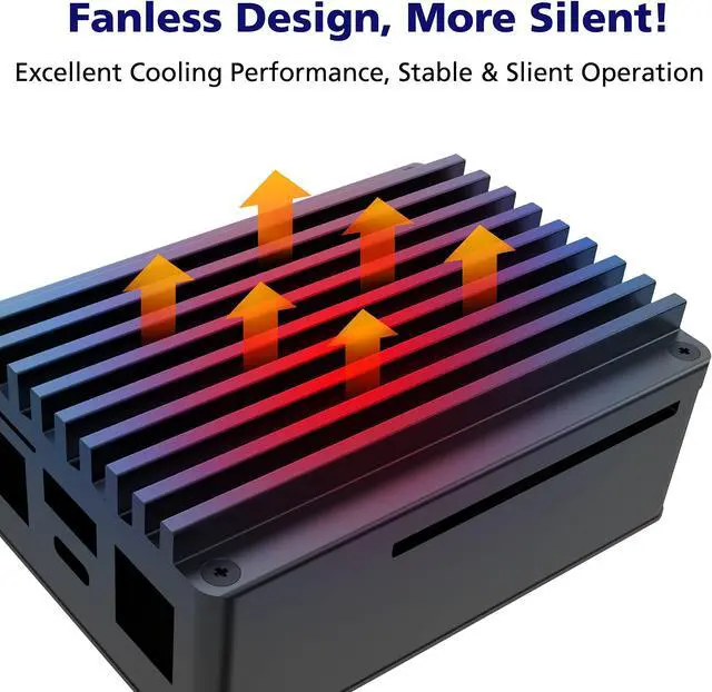 Alt view image 4 of 5 - Akasa Skyline Pro, Premium Fanless Aluminium Case for Asus Tinker Board 2 & 2S, Raspberry Pi, Aluminium Core and Thermal Pad Included, Silent Single Board Computer Chassis, A-RA11-M3B