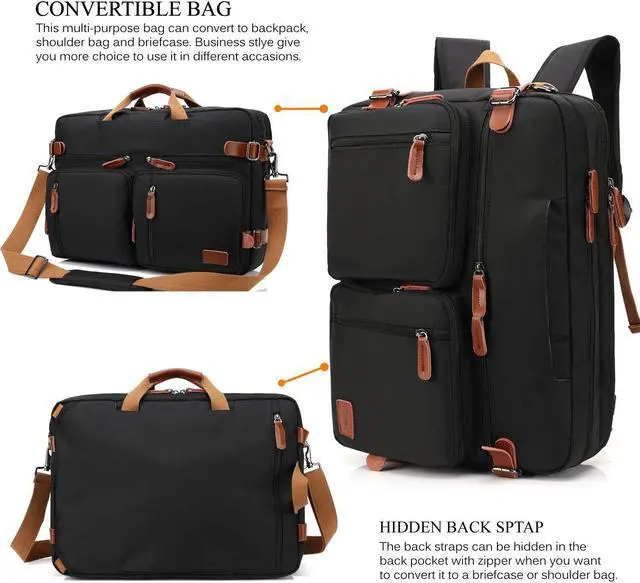 Alt view image 2 of 5 - CoolBELL Convertible Backpack Messenger Shoulder Bag Laptop Case Handbag Business Briefcase Multi-Functional Travel Rucksack Fits 15.6 Inch Laptop for Men/Women (Black)
