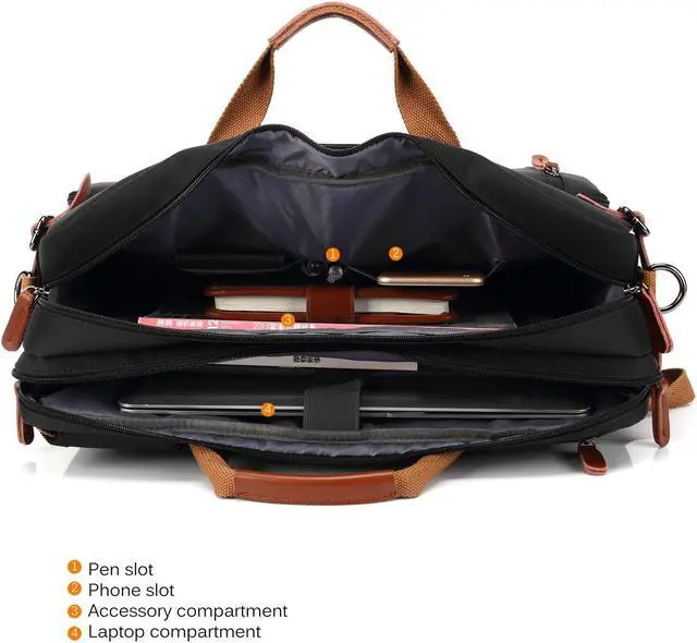 Alt view image 5 of 5 - CoolBELL Convertible Backpack Messenger Shoulder Bag Laptop Case Handbag Business Briefcase Multi-Functional Travel Rucksack Fits 15.6 Inch Laptop for Men/Women (Black)