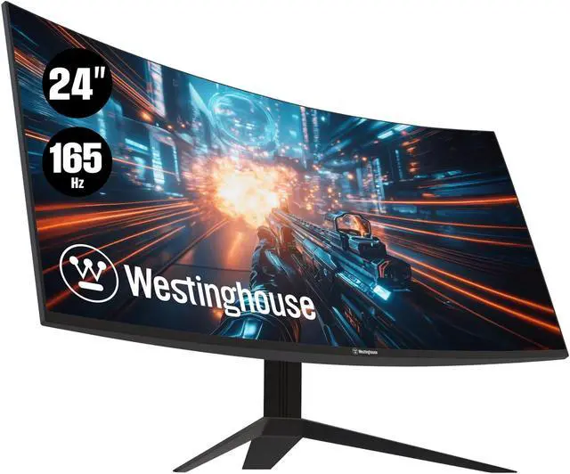 Main image of Westinghouse 24 Inch Curved Full HD Gaming Monitor, 165Hz, AMD FreeSync Support, Low Motion Blur, 1500R Curve, 1920 x 1080, for PC Games with Built in Speakers, DisplayPort, HDMI