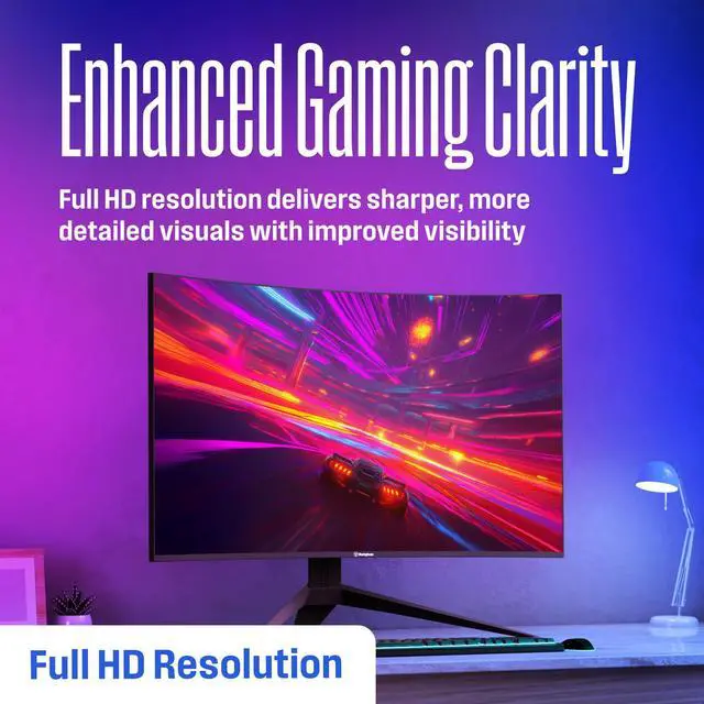 Alt view image 4 of 5 - Westinghouse 24 Inch Curved Full HD Gaming Monitor, 165Hz, AMD FreeSync Support, Low Motion Blur, 1500R Curve, 1920 x 1080, for PC Games with Built in Speakers, DisplayPort, HDMI