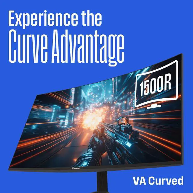 Alt view image 3 of 5 - Westinghouse 24 Inch Curved Full HD Gaming Monitor, 165Hz, AMD FreeSync Support, Low Motion Blur, 1500R Curve, 1920 x 1080, for PC Games with Built in Speakers, DisplayPort, HDMI