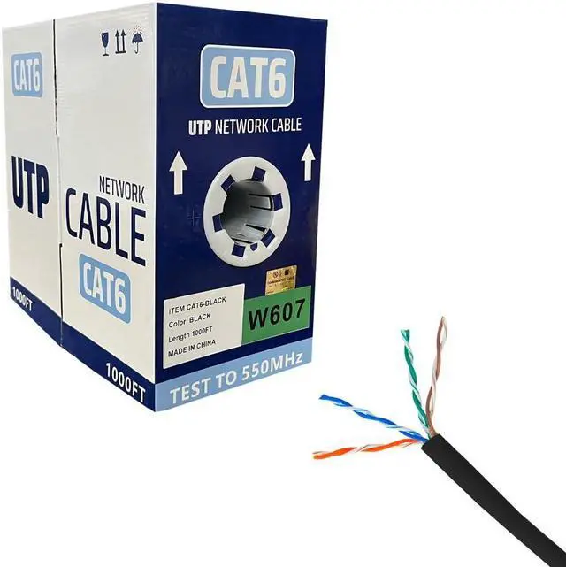 Alt view image 3 of 5 - ENS Cat6 Ethernet Cable 1000ft, 23 AWG, CMR, Solid Bare Copper Wire, 550MHZ / 10 Gigabit Speed UTP LAN Builk Ethernet Cable, ETL Listed, Perfect for CCTV Security Surveillance System, Black