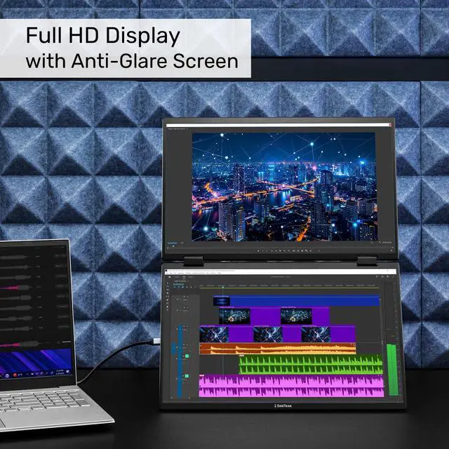 Alt view image 4 of 5 - SideTrak Solo Book 15.6" Foldable Dual Screen Portable Monitor with Protective Sleeve | Stacked FHD Laptop Screen Extender, 360deg Rotation, USB-C & HDMI, Mac, PC, Chromebook Compatible