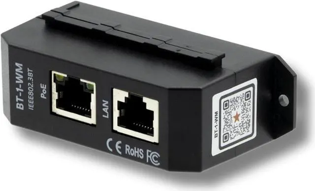 Main image of PoE Texas Single Port 2.5 Gigabit PoE++ Injector with 90W Per Port, Up to 328 Ft - 10/100/1000/2500Mbps Wall Mount or DIN Rail Mount 802.3af/at/bt PoE Injector - Includes 56 Volt 120 Watt Power Supply