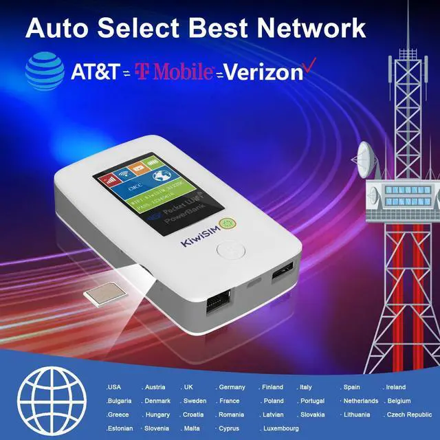 Alt view image 4 of 5 - 4G LTE WiFi Mobile Hotspot - Pocket WiFi with 5GB Data SIM Card, International Hotspot Router & Power Bank, No Contract or SIM Card Required,10 Connected Devices, Ideal for Travel in The US & Europe