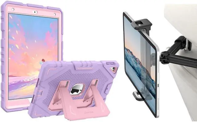 Main image of Fintie Rugged Heavy Duty Shockproof for iPad 9th/8th/7th Gen 10.2 Inch and 360deg Rotating Car Headrest Tablet Holder
