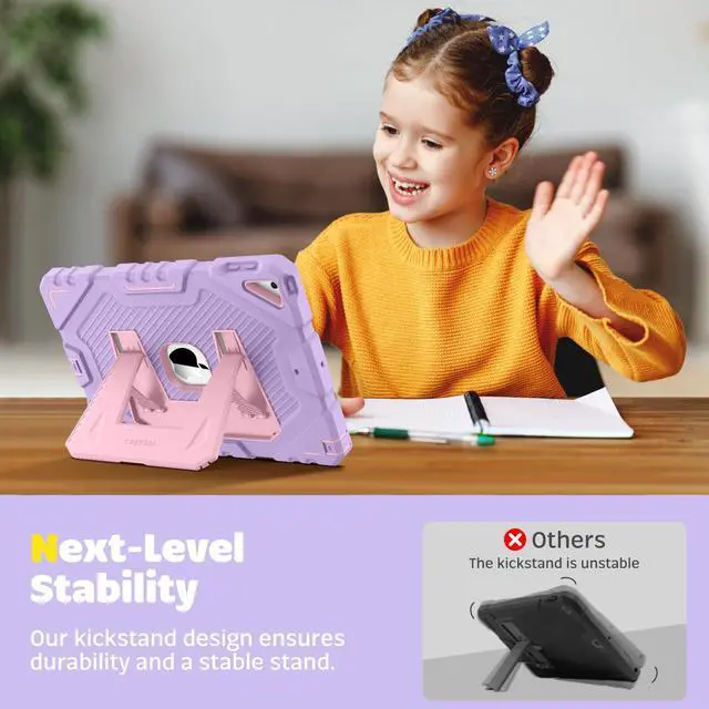 Alt view image 4 of 5 - Fintie Rugged Heavy Duty Shockproof for iPad 9th/8th/7th Gen 10.2 Inch and 360deg Rotating Car Headrest Tablet Holder