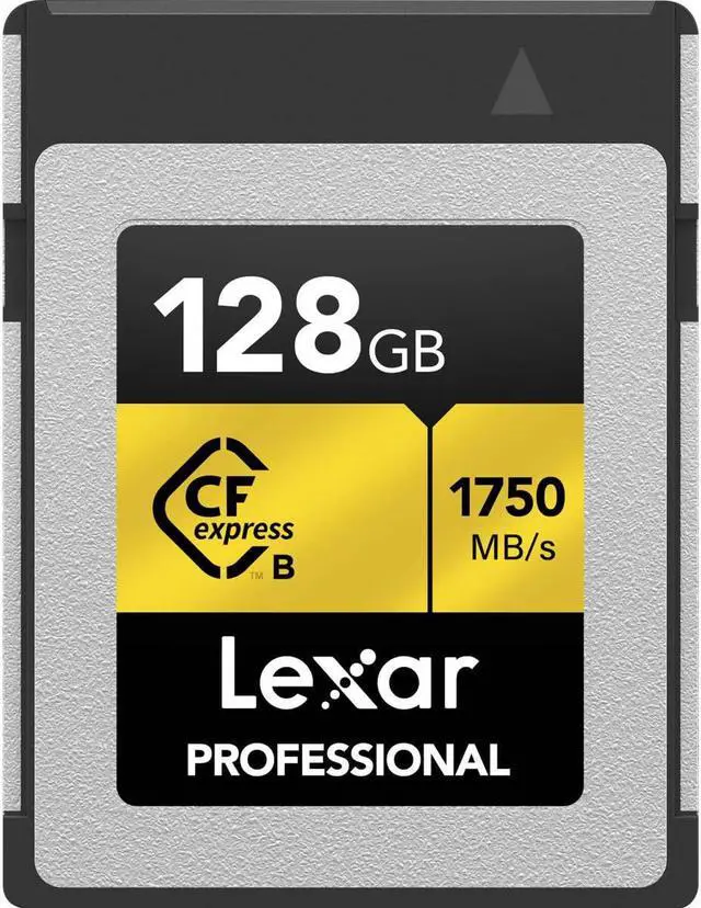 Main image of Lexar 128GB Professional CFexpress Type B Memory Card GOLD Series, Up To 1750MB/s Read, Raw 8K Video Recording, Supports PCIe 3.0 and NVMe (LCXEXPR128G-RNENG)