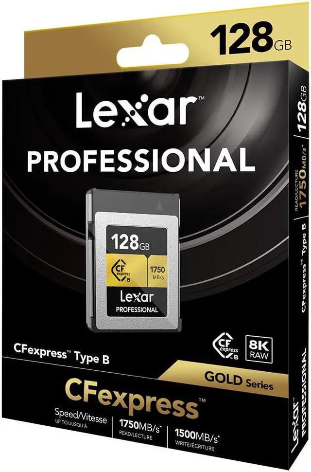 Alt view image 3 of 4 - Lexar 128GB Professional CFexpress Type B Memory Card GOLD Series, Up To 1750MB/s Read, Raw 8K Video Recording, Supports PCIe 3.0 and NVMe (LCXEXPR128G-RNENG)
