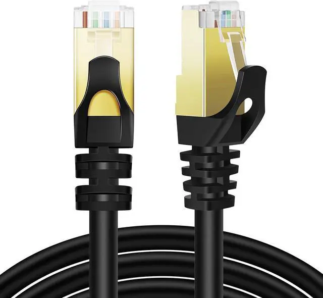 Main image of TNP CAT 7 Ethernet Cable 80ft High Speed 10 Gbps 600MHz Black CAT7 Connector LAN Network Gigabit Internet Wire Patch Cord with Professional S/STP Gold Plated Premium Shielded Twisted Pair