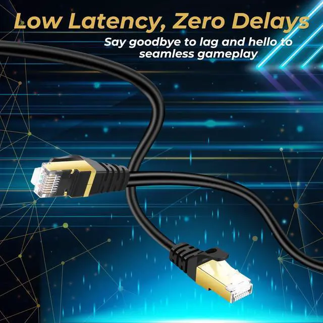 Alt view image 2 of 5 - TNP CAT 7 Ethernet Cable 80ft High Speed 10 Gbps 600MHz Black CAT7 Connector LAN Network Gigabit Internet Wire Patch Cord with Professional S/STP Gold Plated Premium Shielded Twisted Pair