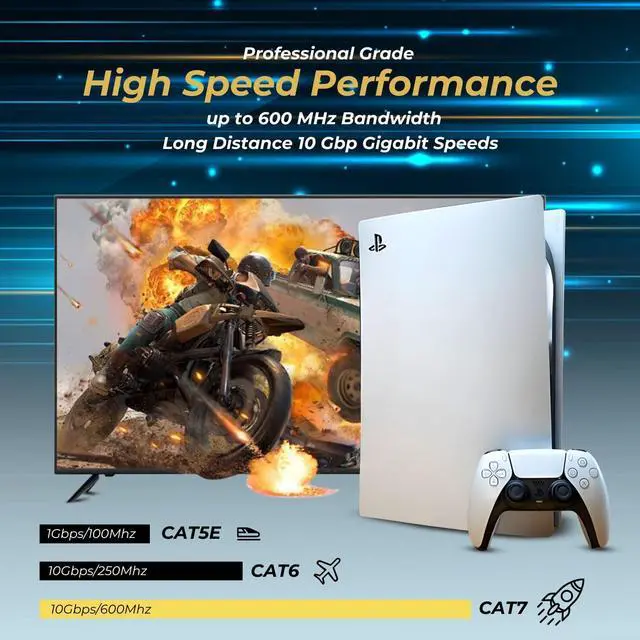 Alt view image 4 of 5 - TNP CAT 7 Ethernet Cable 80ft High Speed 10 Gbps 600MHz Black CAT7 Connector LAN Network Gigabit Internet Wire Patch Cord with Professional S/STP Gold Plated Premium Shielded Twisted Pair