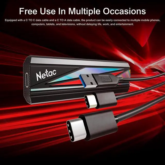Alt view image 4 of 5 - Netac 512GB Extreme Portable SSD External Solid State Drives Up to 2000MB/s Read 1700MB/s Write Speed, USB 3.2 Gen.2 Business Travel Essential Supports Win to Go Dust-Resistant, ZX20L