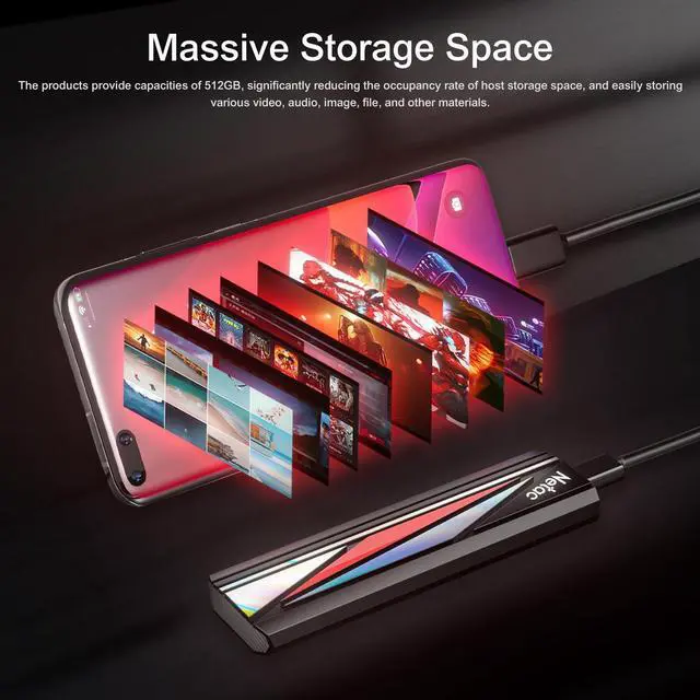 Alt view image 5 of 5 - Netac 512GB Extreme Portable SSD External Solid State Drives Up to 2000MB/s Read 1700MB/s Write Speed, USB 3.2 Gen.2 Business Travel Essential Supports Win to Go Dust-Resistant, ZX20L