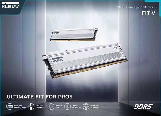 Alt view image 2 of 5 - KLEVV FIT V DDR5 32GB (2x16GB) 5600MHz CL30 1.25V Gaming Desktop Ram Memory SK Hynix Chip XMP 3.0 / AMD Expo Ready (KD5AGU880-56K300F)