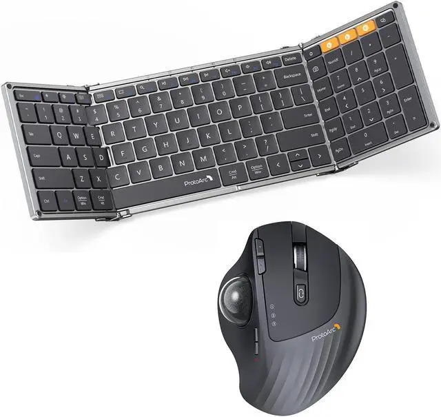 Main image of ProtoArc XK01 Foldable Bluetooth Keyboard and EM01 NL Wireless Trackball Mouse