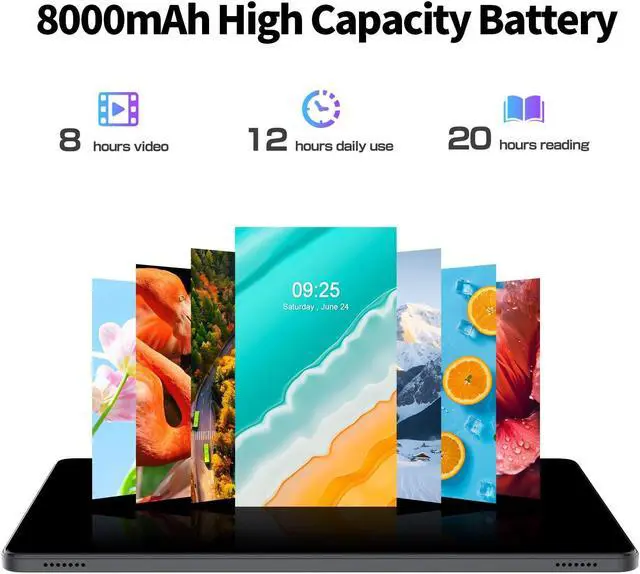 Alt view image 4 of 5 - PRITOM TAB15 Lite 11 Inch Tablet Android 14, HD IPS Display, 5Ghz WiFi, Octa-Core, 128 GB, Tablet with Leather Case, Long Battery Life, BT, Double Box Speakers, Solid Gray