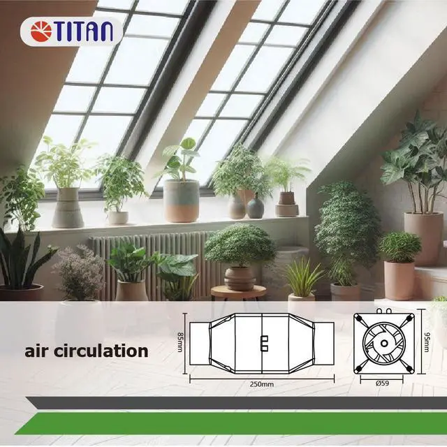 Alt view image 5 of 5 - TITAN Air RV Ventilation Inline Fan, increase air circulation, extendable duct, automatic temperature mode, 6 speed Controller, Ducting Combo, Indoor Cooling, Heating Cooling Booster TTC-SC32(T)