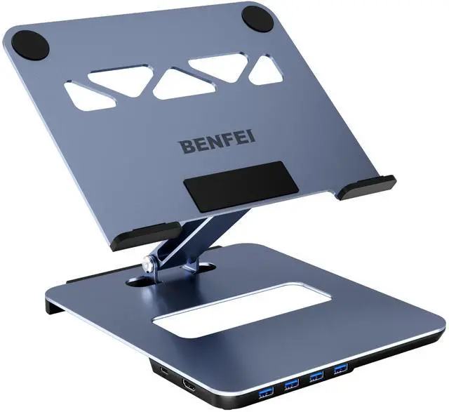 Main image of BENFEI Laptop Stand with USB C 6in1 Docking Station, HDMI 4K@60Hz, 4*USB3.0, 100W PD Compatible with MacBook Pro/Air, iPad Pro, XPS, Thinkpad
