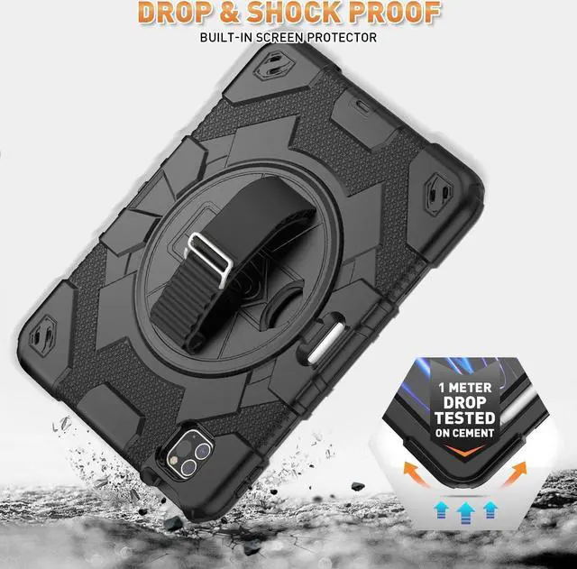 Alt view image 3 of 5 - Timecity for iPad Air 5th/ 4th Generation Case 10.9 inch, for iPad Pro 11 inch Case: with Strong Protection, Screen Protector, Hand Strap, Shoulder Strap, 360deg Rotating Stand - Black