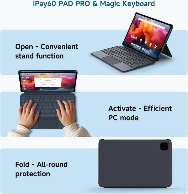 Alt view image 3 of 5 - ALLDOCUBE Keyboard, Keyboard Case with Touchpad iPlay 60 Pad Pro 3-in-1 Tablet - Suspended Case for iPlay 60 Pad Pro, Very Protective But Thin + Convenient Magnetic Stand, Tablet PC CASE