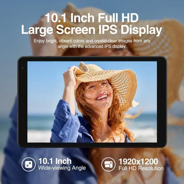Alt view image 4 of 5 - Fusion5 10.1" Android 12, F202 Full HD Ultra Slim Tablet PC with Docking Keyboard (64GB Storage, 4GB RAM, Quad Core CPU, WiFi, Bluetooth, 1920x1200 IPS Screen, Type C, 13MP & 5MP Cameras)