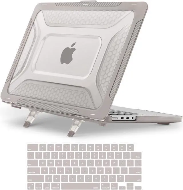 Main image of MOSISO Compatible with MacBook Pro 14 inch Case 2025, 2024-2021 M4 M3 M2 M1 A3112 A3185 A3401 A2918 A2992 A2779 A2442,Honeycomb TPU Bumper Hard Case with Fold Kickstand&Keyboard Skin, Khaki