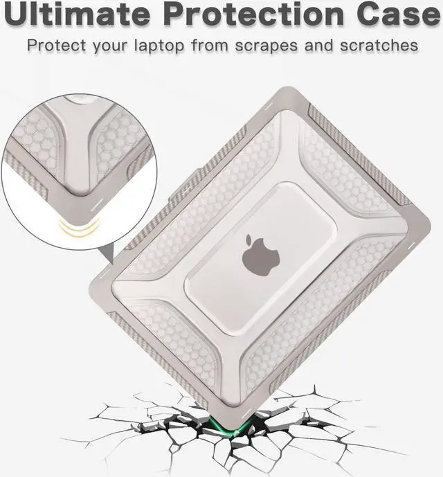Alt view image 3 of 5 - MOSISO Compatible with MacBook Pro 14 inch Case 2025, 2024-2021 M4 M3 M2 M1 A3112 A3185 A3401 A2918 A2992 A2779 A2442,Honeycomb TPU Bumper Hard Case with Fold Kickstand&Keyboard Skin, Khaki