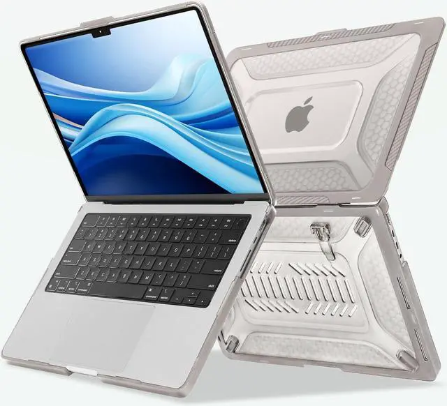 Alt view image 5 of 5 - MOSISO Compatible with MacBook Pro 14 inch Case 2025, 2024-2021 M4 M3 M2 M1 A3112 A3185 A3401 A2918 A2992 A2779 A2442,Honeycomb TPU Bumper Hard Case with Fold Kickstand&Keyboard Skin, Khaki