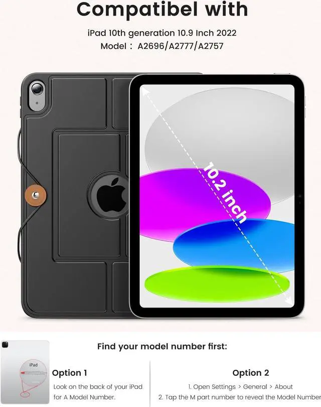 Alt view image 2 of 5 - INFILAND Keyboard Case for iPad (A16) 11th Gen 11" (2025) & iPad 10th Gen 10.9" (2022), 7-Color Backlight, High Precision Trackpad, Slim Detachable Folio Keyboard Case with Pencil Holder, Black