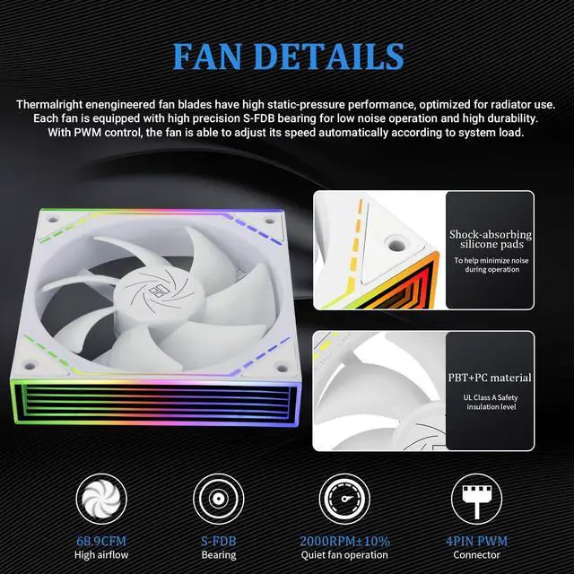 Alt view image 5 of 5 - Thermalright Frozen Infinity 360 WHITE CPU Water Cooler, with Triple 124mm Infinity Mirror PWM Fans,for Intel 1150/1151/1200/2011/ 1700/1851&AMD/AM4/AM5,360 Size Infinity Mirror Water Cooling Radiator