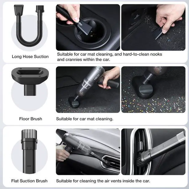 Alt view image 3 of 5 - MECO ELEVERDE 18000Pa High Power Handheld Vacuum Cordless, 4 in 1 Compressed Air Duster/Air Blower with Brushless Motor, Mini Vacuum Cleaner for Car Home Office Grey