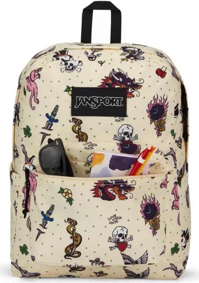 Alt view image 4 of 5 - JanSport SuperBreak Plus Backpack with Padded 15-inch Laptop Sleeve and Integrated Bottle Pocket - Spacious and Durable Daypack for Work and Travel - Traditional Tats